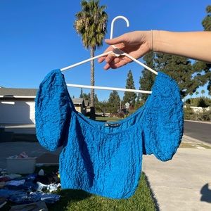 zara blue stylish crop top